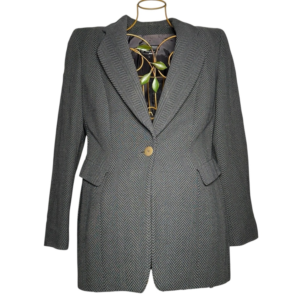 Giorgio Armani Made in Italy Vintage Wool Herringbone Blazer Men’s 46